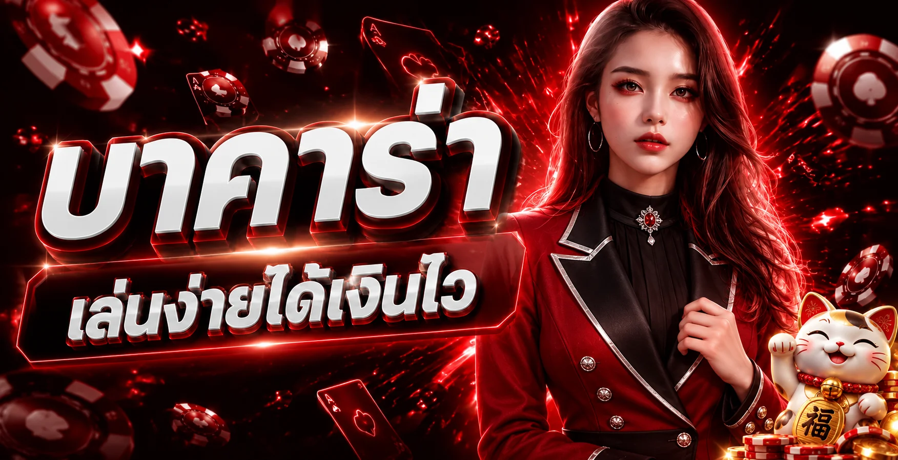 แบนเนอร์บาคาร่า 7QK พร้อมคาแรกเตอร์แมวนำโชค